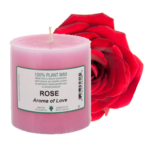 Pink Rose Candle 3 X 3 (Single)